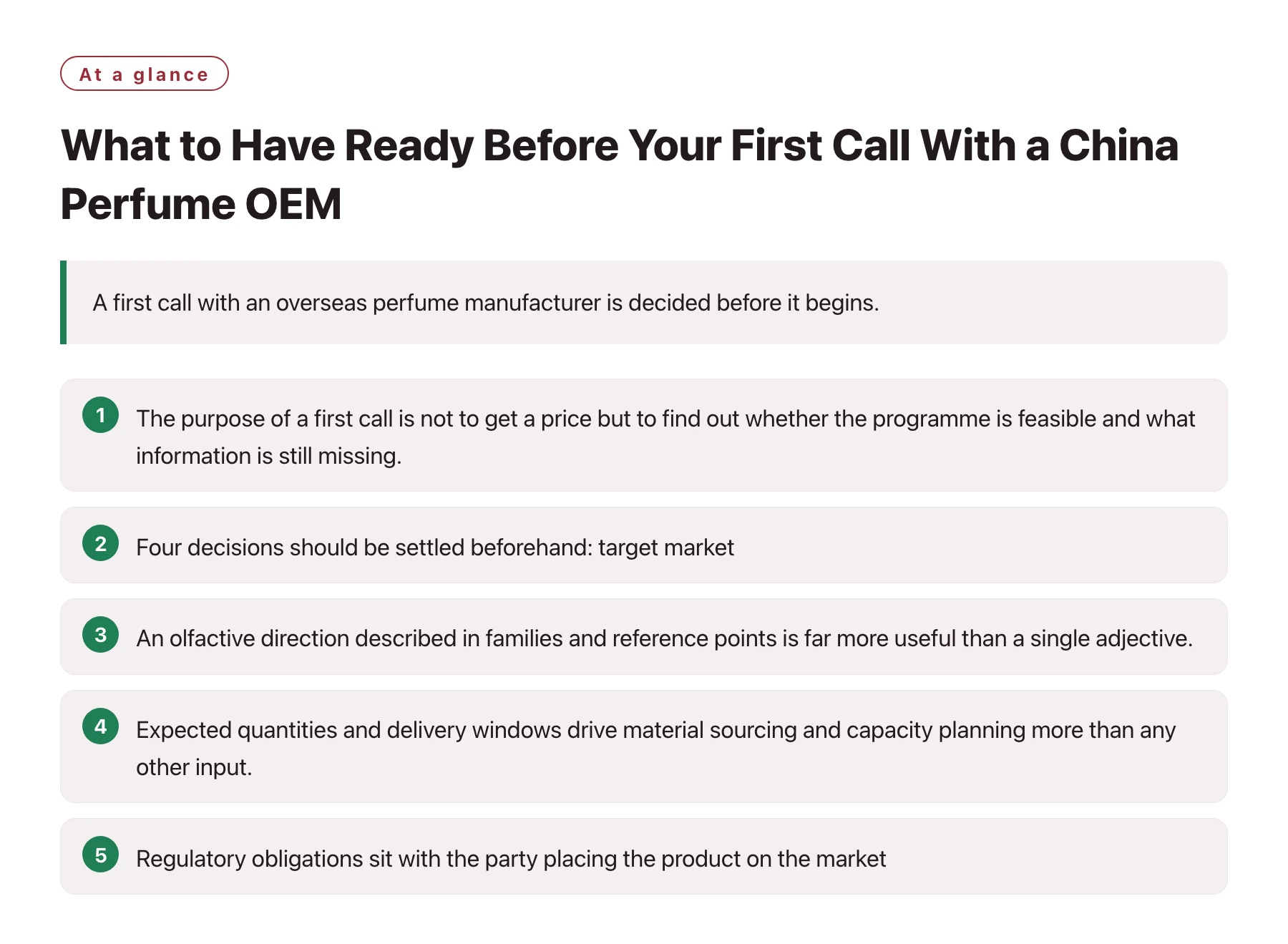 What to Have Ready Before Your First Call With a China Perfume OEM——全文要点速览